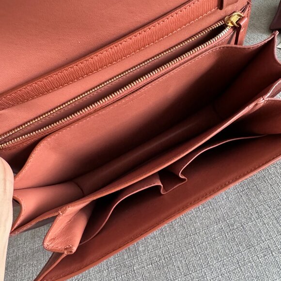 Celine medium classic box orange burnt terracotta liege leather bag - Picture 6 of 11